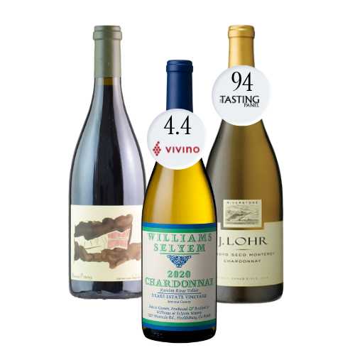 trio-williams-selyem-drake-estate-chardonnay-beaux-freres-stardance-pinot-noir-jlohr-riverstone-chardonnay